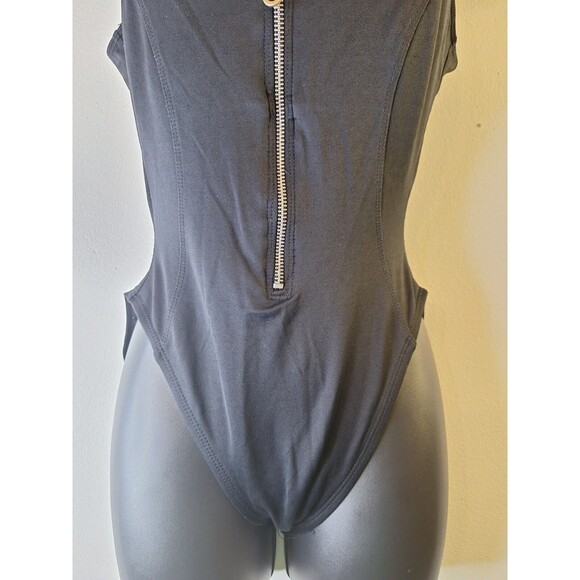 La BLANCA Zip Front One Piece Swimsuit Sz 6 Black Minimalist Beach Lifeguard - Picture 5 of 13